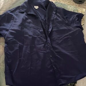 a new day Women's Navy Casual Button Down Shirt